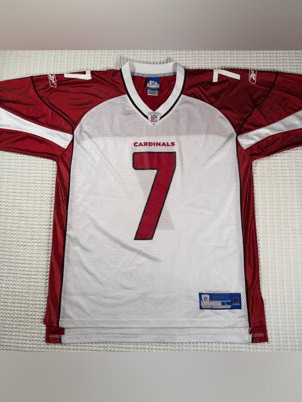 Reebok Cardinals Leinart #7 Jersey Mens Large White Red NFL On Field
